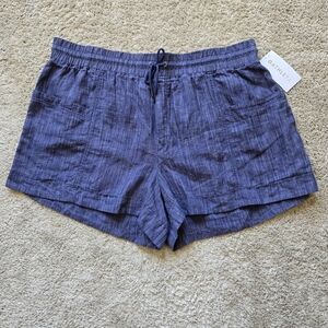 Athleta cabo linen 4" textured shorts blue womens 26